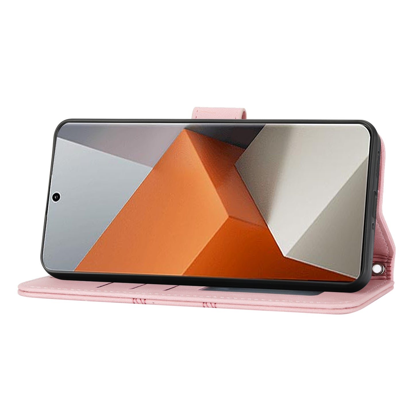 For Xiaomi Redmi Note 13 Pro+ 5G Case Soft PU Leather+TPU Imprinted Phone Cover - Pink