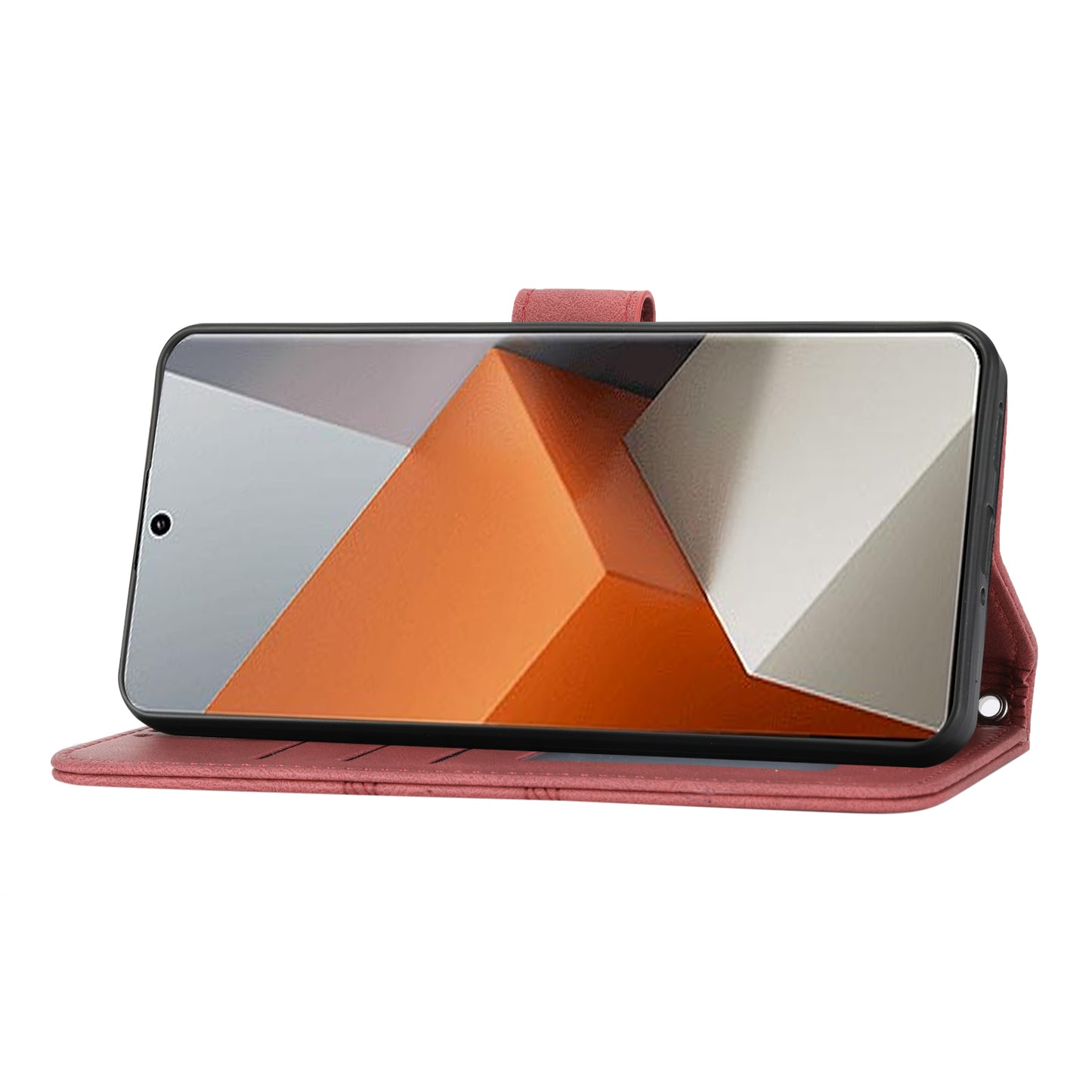 For Xiaomi Redmi Note 13 Pro+ 5G Case Soft PU Leather+TPU Imprinted Phone Cover - Red