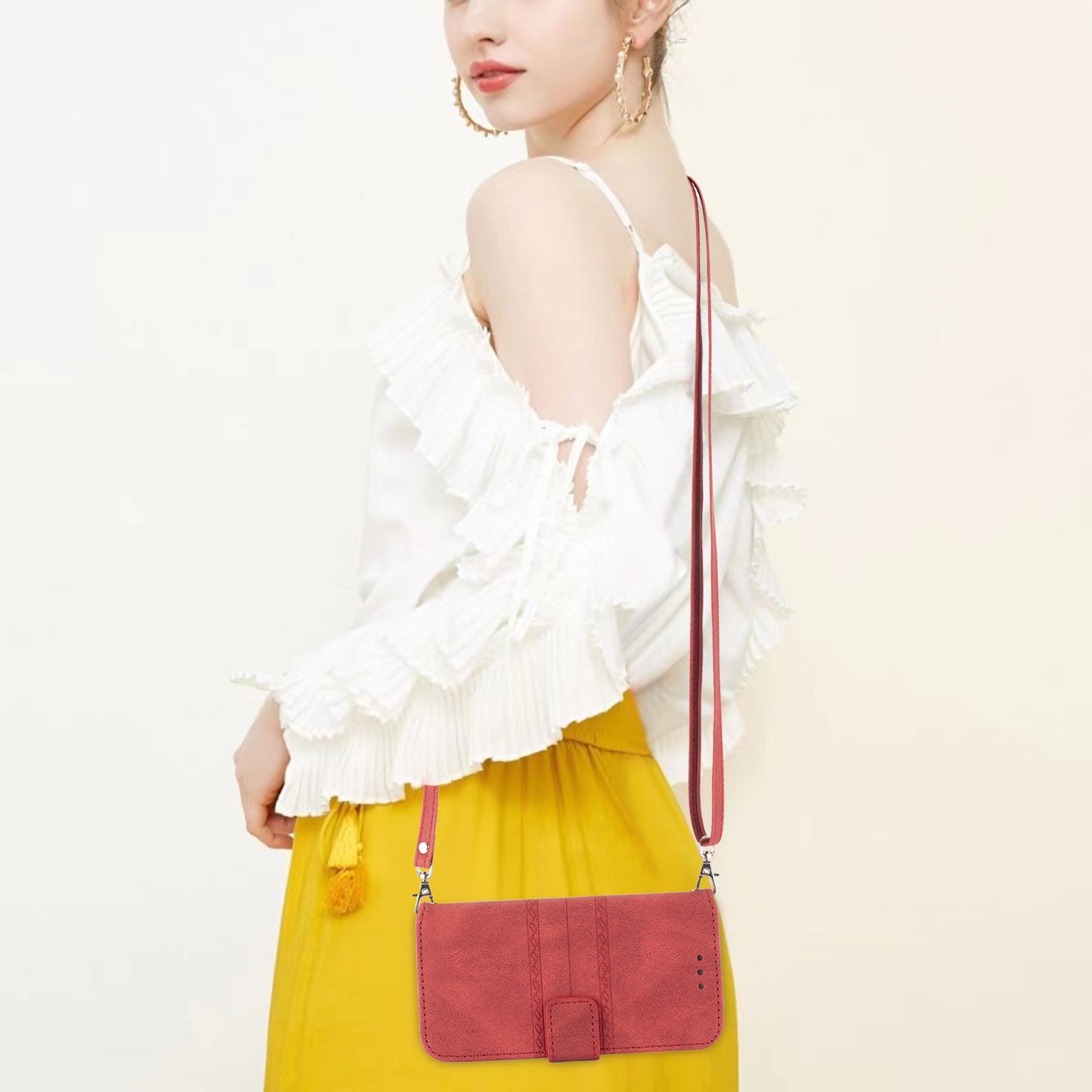 For Xiaomi Redmi Note 13 Pro+ 5G Case Soft PU Leather+TPU Imprinted Phone Cover - Red