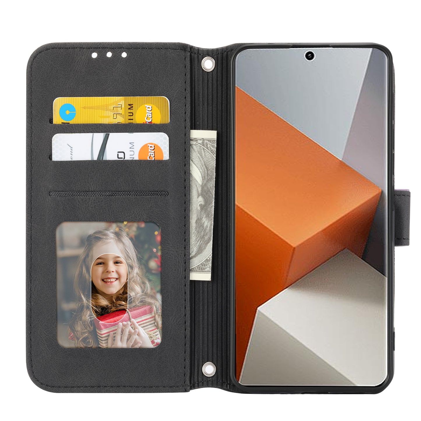 For Xiaomi Redmi Note 13 Pro+ 5G Case Soft PU Leather+TPU Imprinted Phone Cover - Black