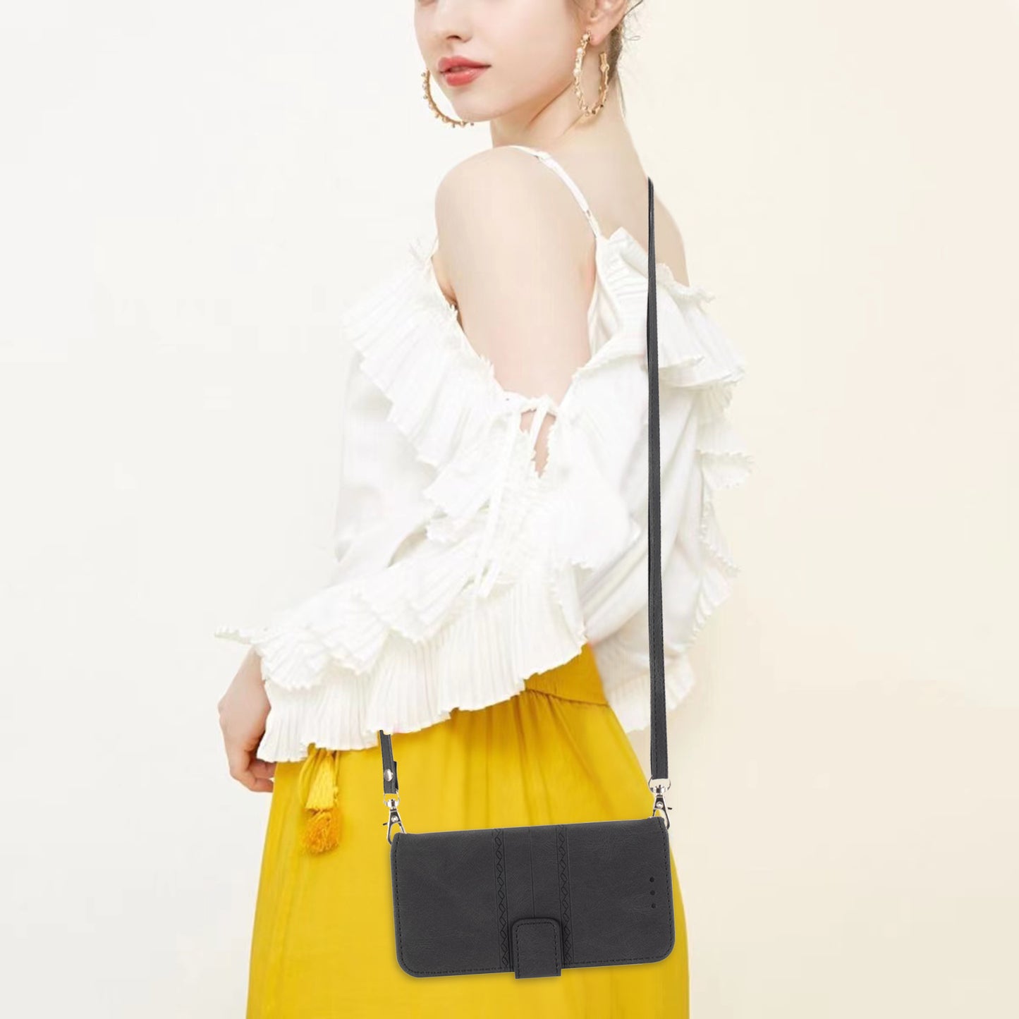 For Xiaomi Redmi Note 13 Pro+ 5G Case Soft PU Leather+TPU Imprinted Phone Cover - Black