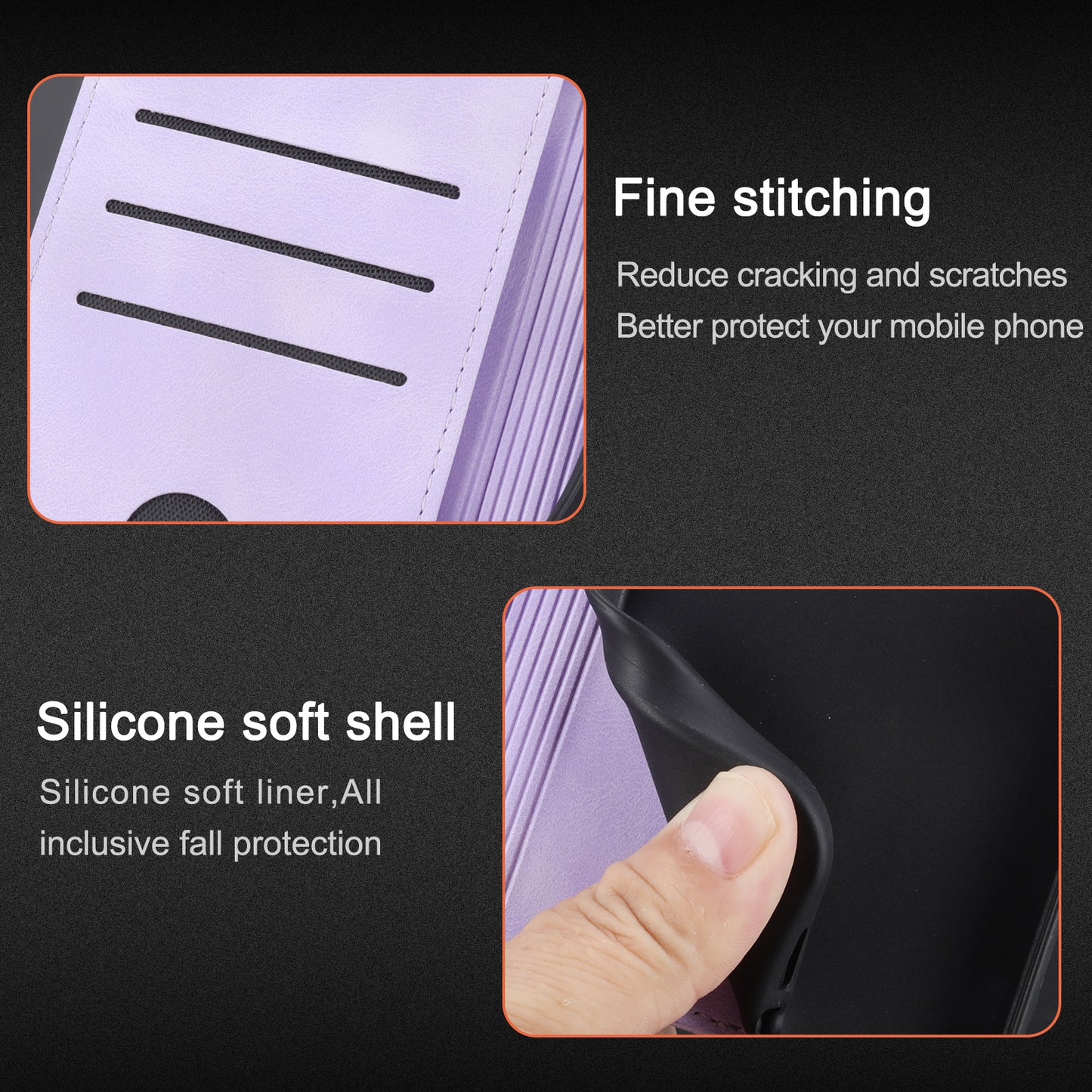 For Xiaomi Redmi Note 13 Pro 5G / Poco X6 5G Wallet Case PU Leather+TPU Phone Cover Imprinted Line - Purple