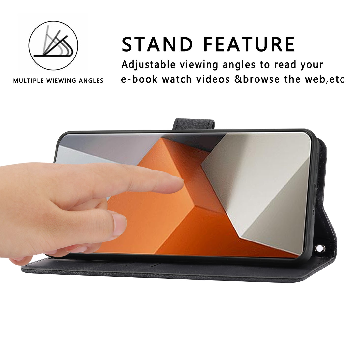 For Xiaomi Redmi Note 13 Pro+ 5G Case Imprinted Line Card Slots Shockproof Phone Cover - Black