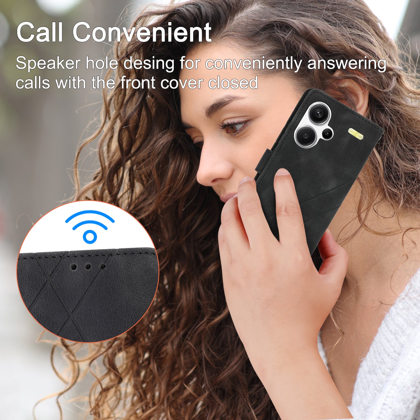 For Xiaomi Redmi Note 13 Pro+ 5G Case Imprinted Line Card Slots Shockproof Phone Cover - Black