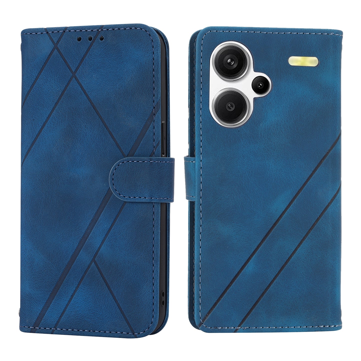 For Xiaomi Redmi Note 13 Pro+ 5G Case Imprinted Line Card Slots Shockproof Phone Cover - Blue