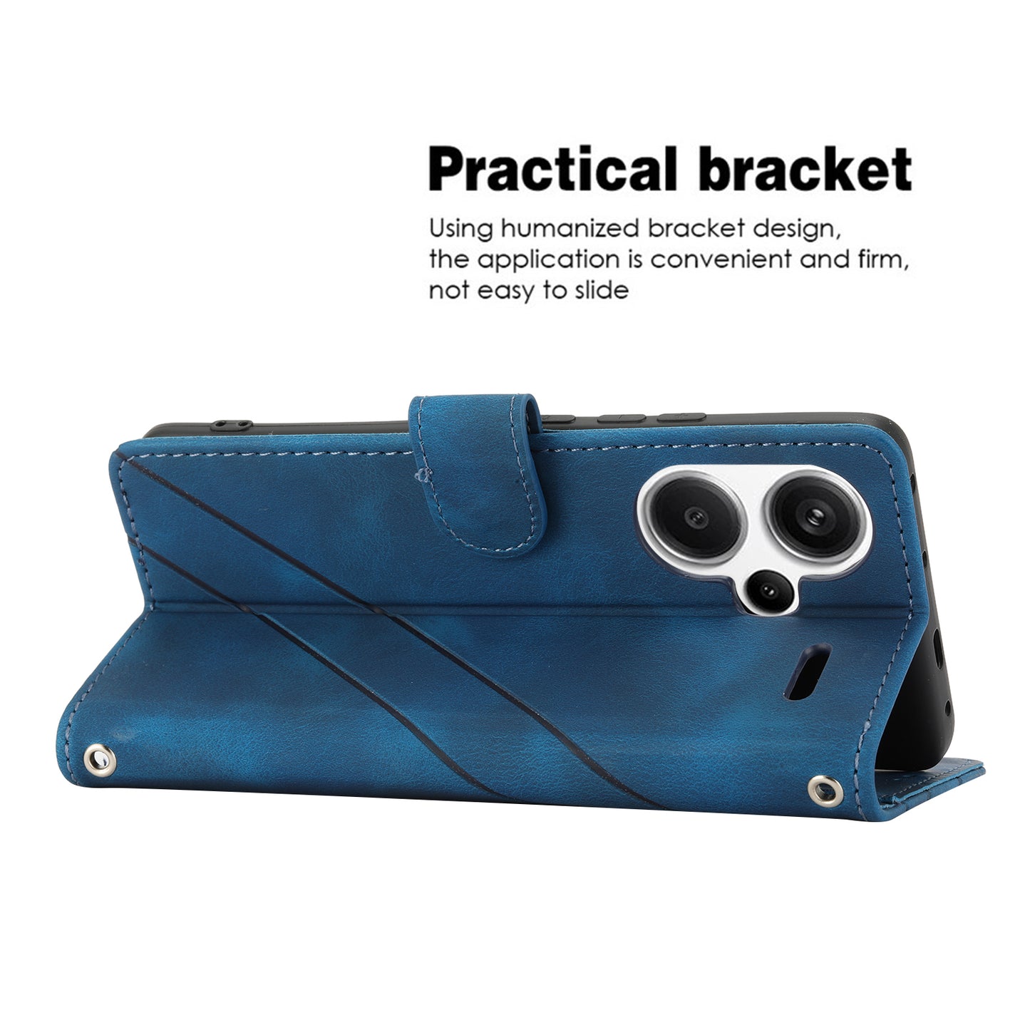 For Xiaomi Redmi Note 13 Pro+ 5G Case Imprinted Line Card Slots Shockproof Phone Cover - Blue