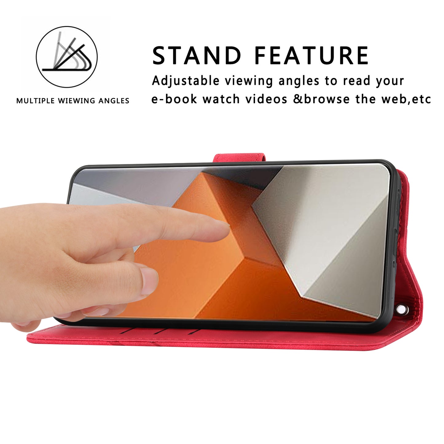 For Xiaomi Redmi Note 13 Pro+ 5G Case Imprinted Line Card Slots Shockproof Phone Cover - Red