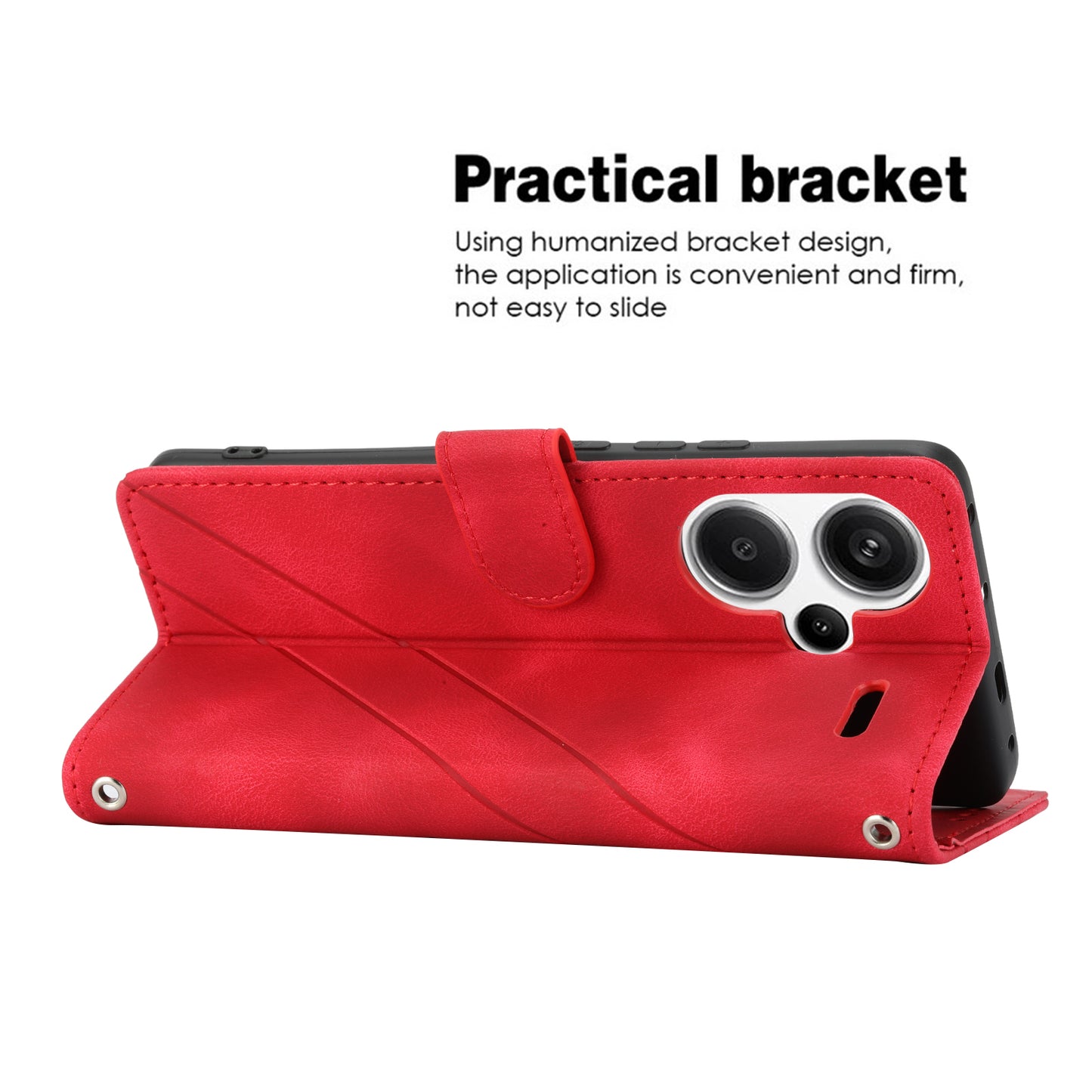 For Xiaomi Redmi Note 13 Pro+ 5G Case Imprinted Line Card Slots Shockproof Phone Cover - Red