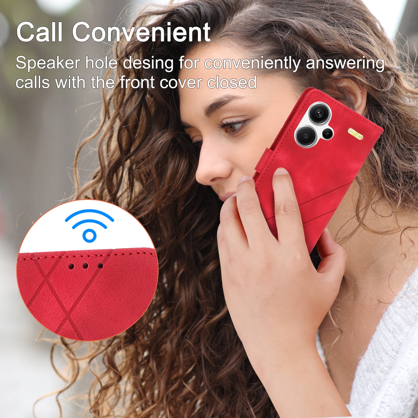 For Xiaomi Redmi Note 13 Pro+ 5G Case Imprinted Line Card Slots Shockproof Phone Cover - Red