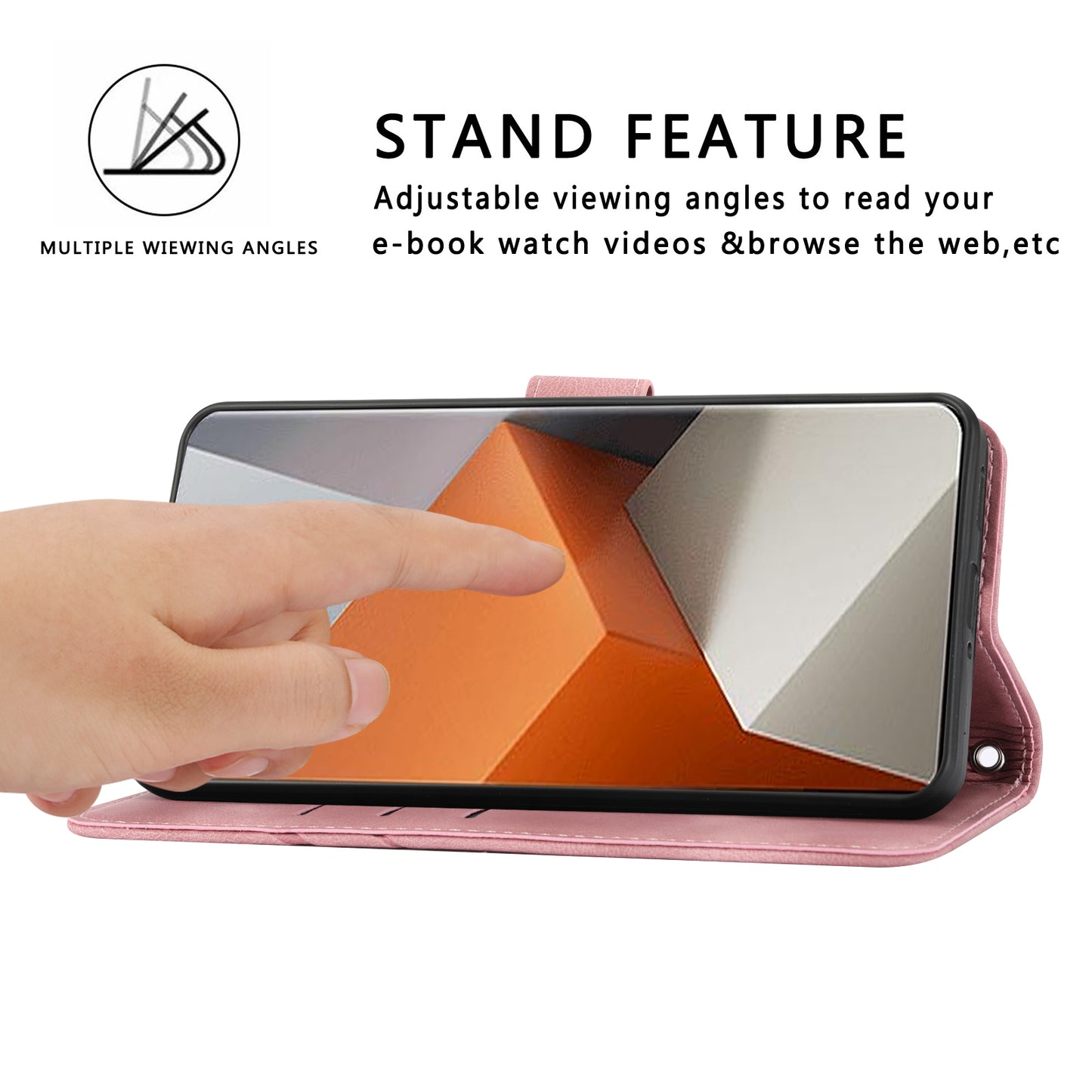 For Xiaomi Redmi Note 13 Pro+ 5G Case Imprinted Line Card Slots Shockproof Phone Cover - Pink