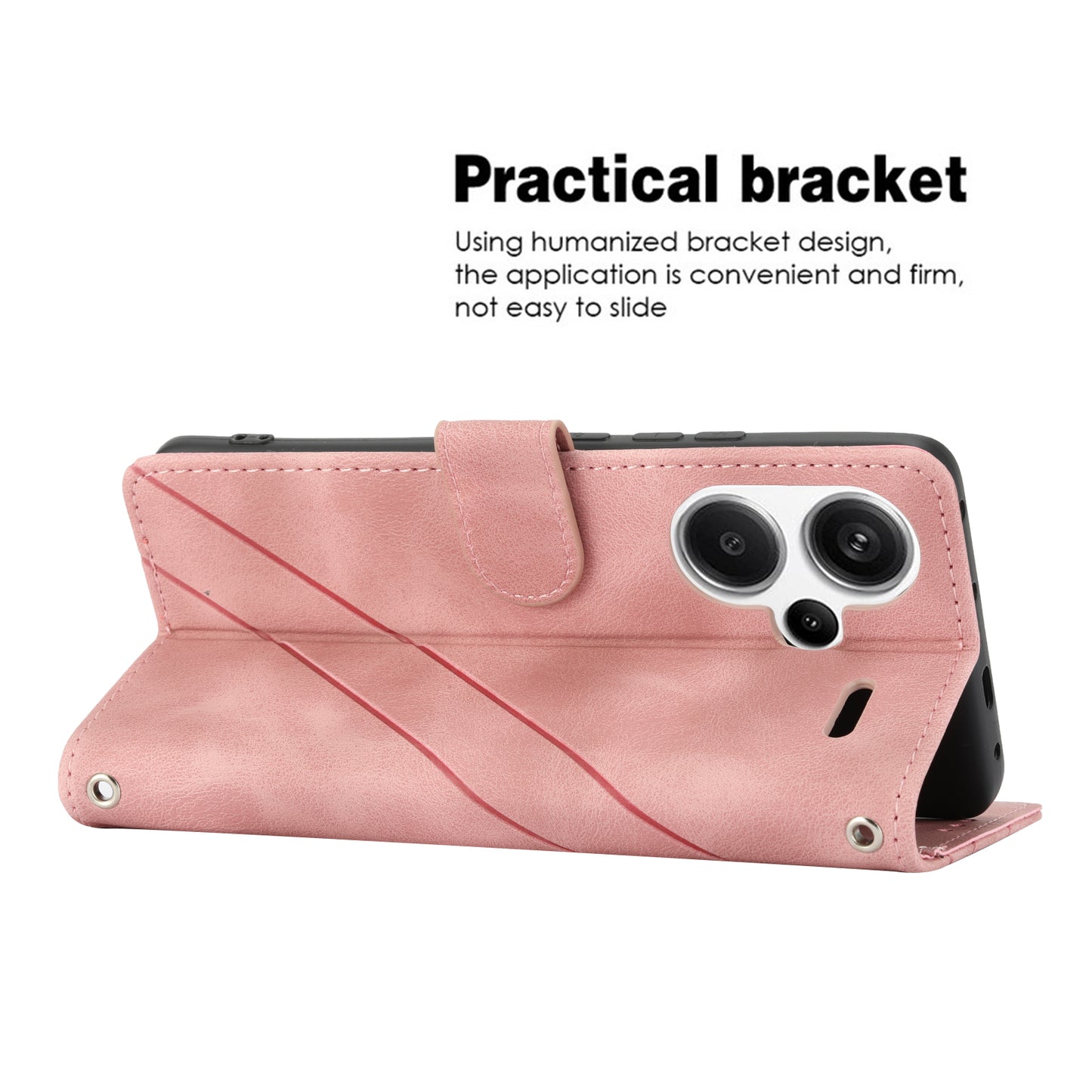 For Xiaomi Redmi Note 13 Pro+ 5G Case Imprinted Line Card Slots Shockproof Phone Cover - Pink