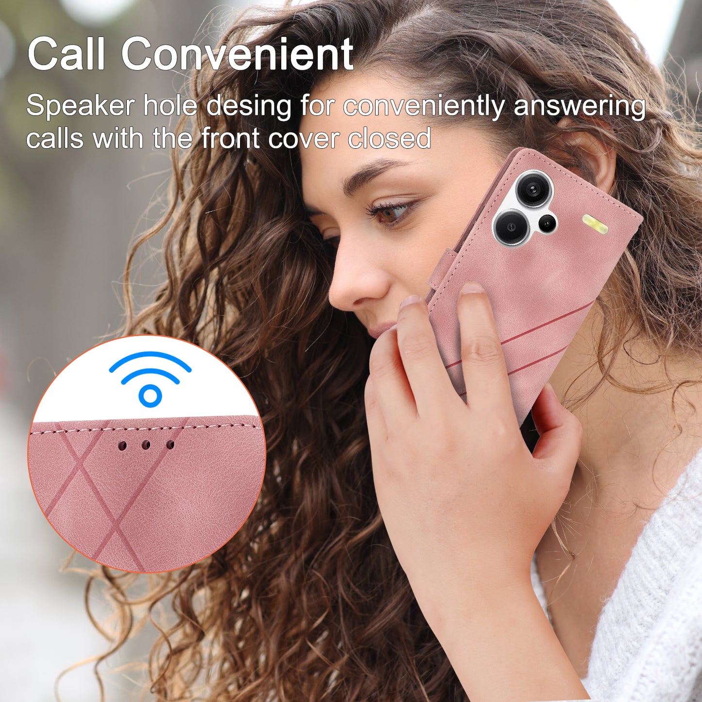 For Xiaomi Redmi Note 13 Pro+ 5G Case Imprinted Line Card Slots Shockproof Phone Cover - Pink