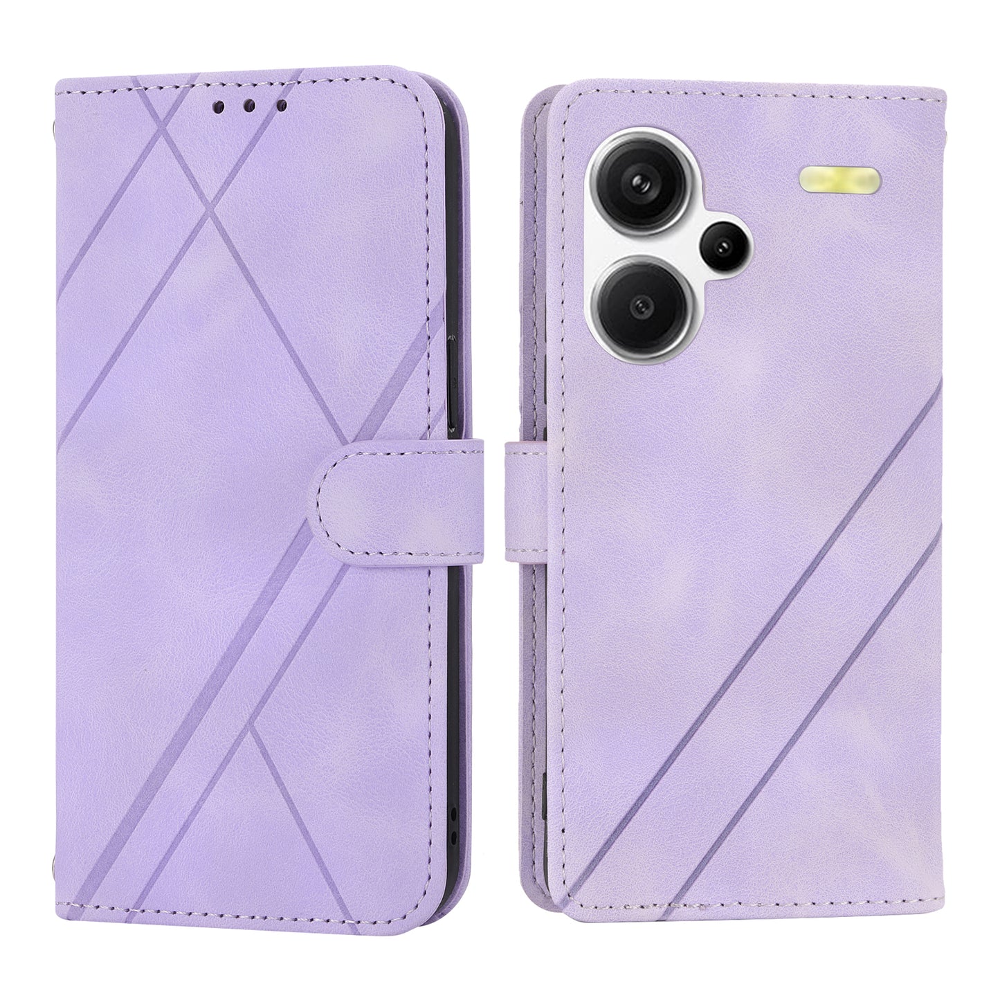 For Xiaomi Redmi Note 13 Pro+ 5G Case Imprinted Line Card Slots Shockproof Phone Cover - Purple