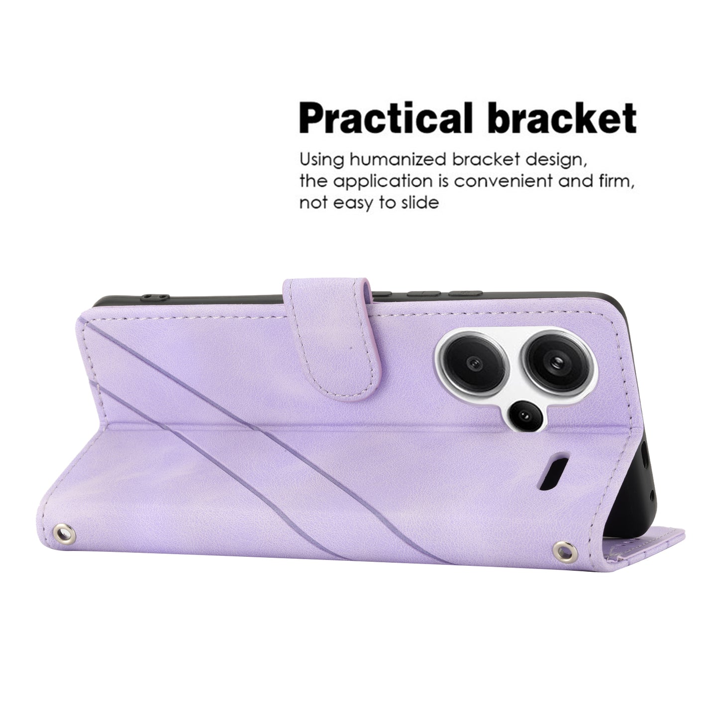 For Xiaomi Redmi Note 13 Pro+ 5G Case Imprinted Line Card Slots Shockproof Phone Cover - Purple