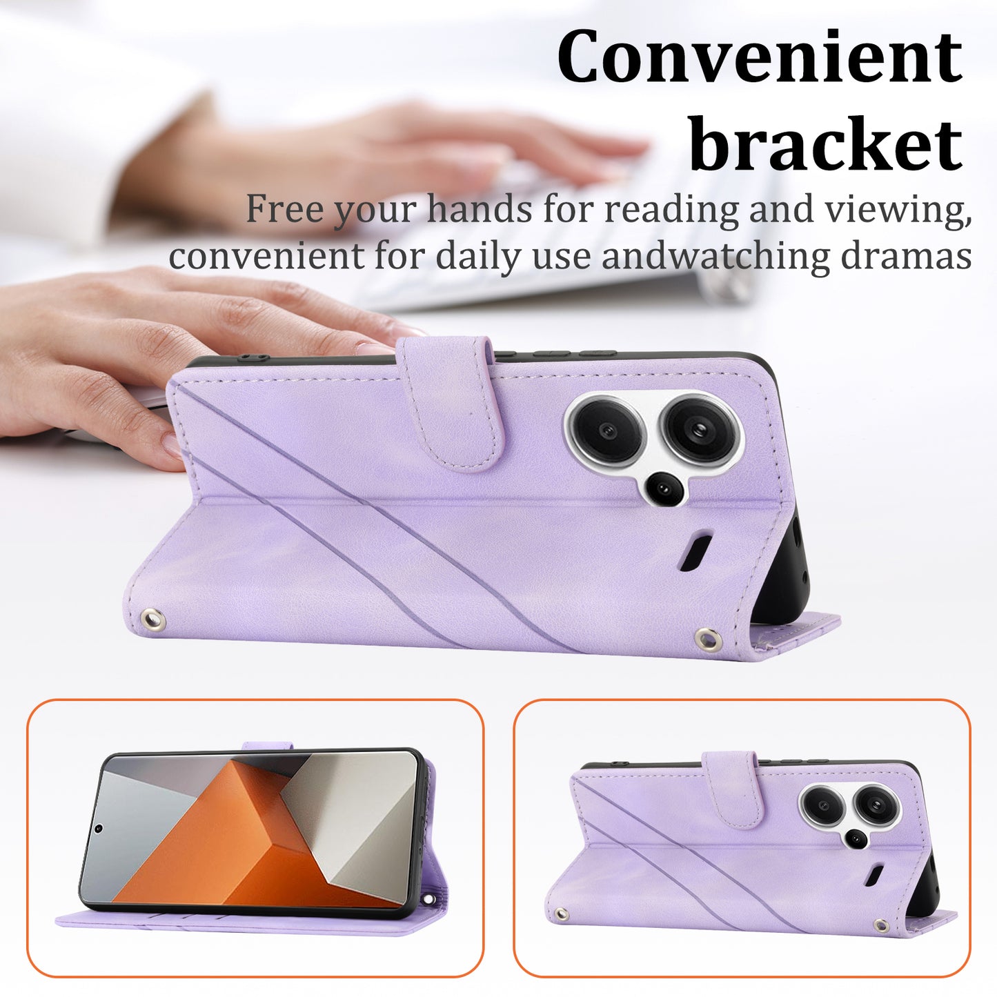 For Xiaomi Redmi Note 13 Pro+ 5G Case Imprinted Line Card Slots Shockproof Phone Cover - Purple