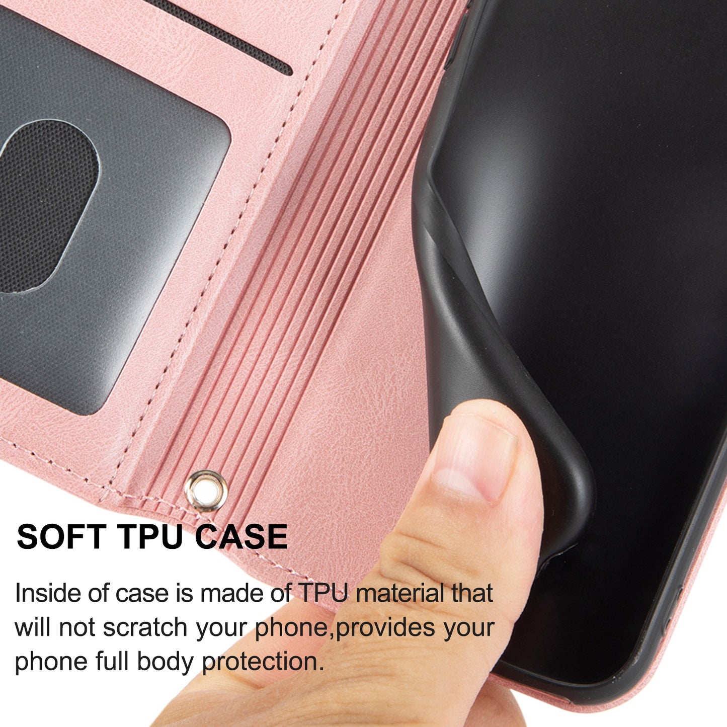 For Xiaomi Redmi Note 13 Pro 5G / Poco X6 5G Cover Soft PU Leather Imprinted Pattern Phone Case with Hand Strap - Pink