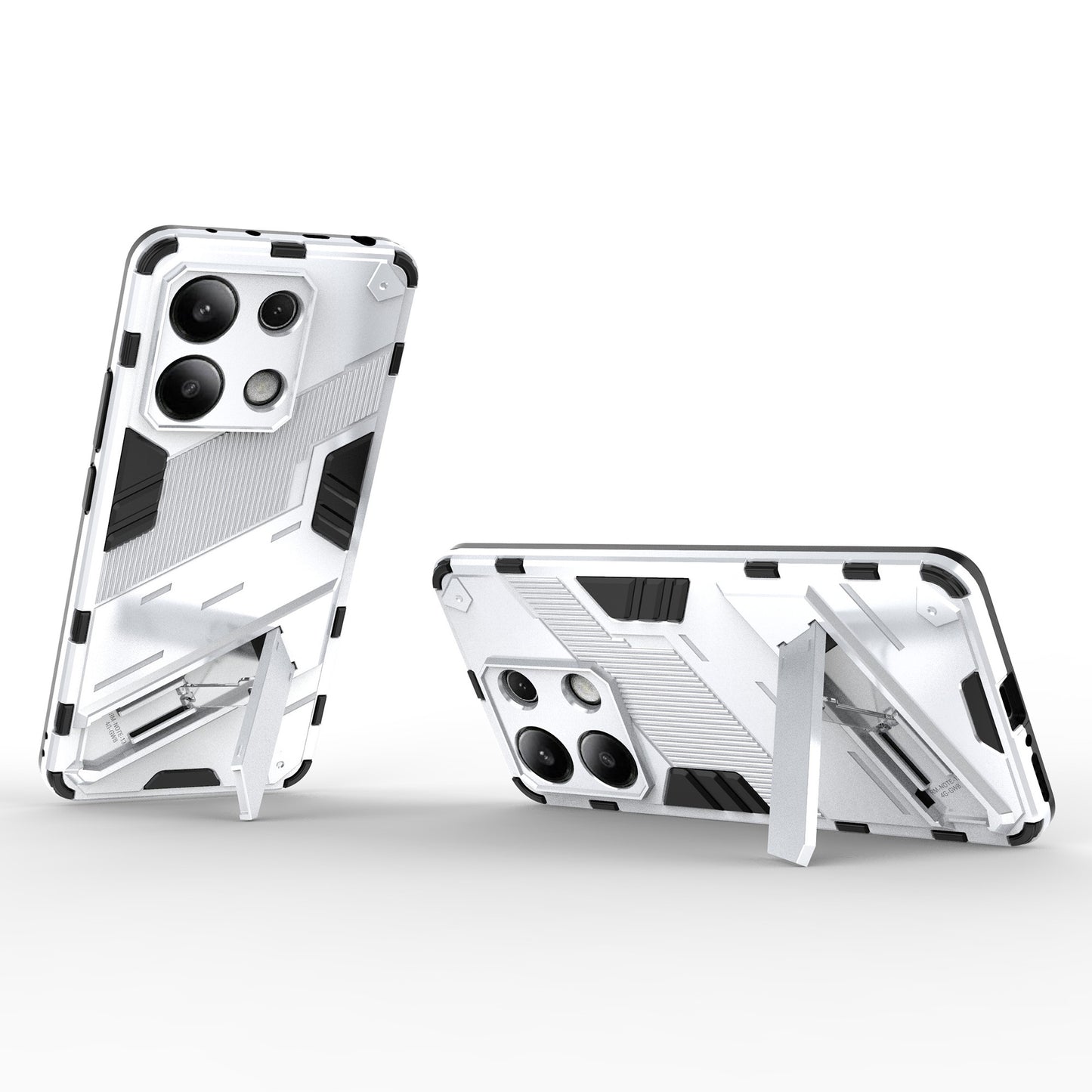 For Xiaomi Redmi Note 13 4G Phone Case Kickstand PC+TPU Drop-proof Back Shell - White