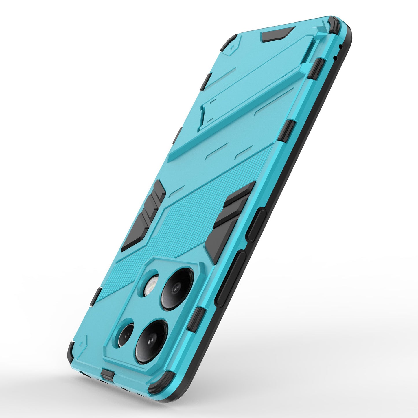 For Xiaomi Redmi Note 13 4G Phone Case Kickstand PC+TPU Drop-proof Back Shell - Baby Blue