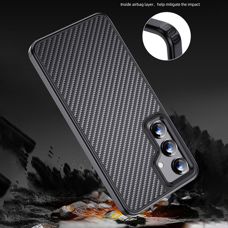 For Samsung Galaxy S24 Magnetic Case Kevlar Fiber TPU Carbon Fiber Texture Protective Cover