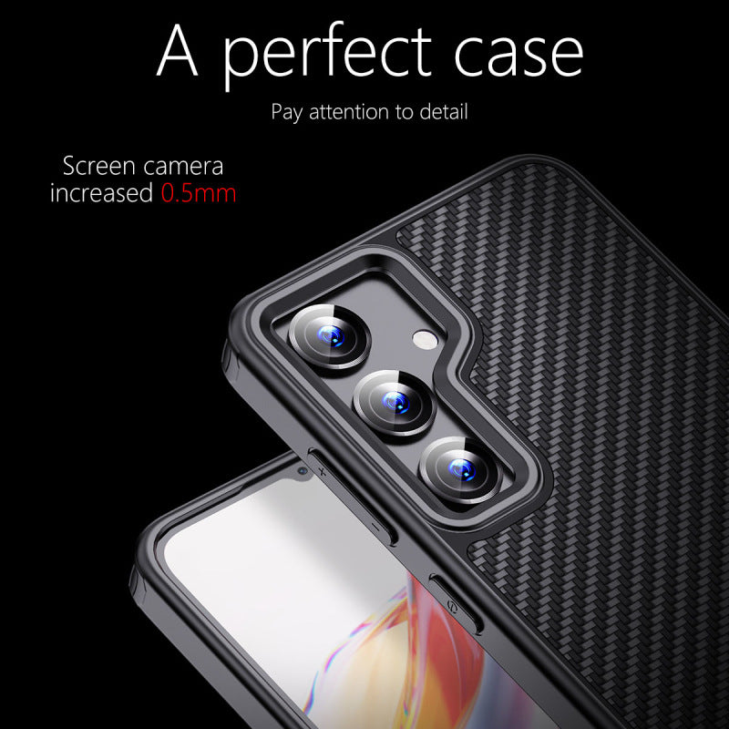 For Samsung Galaxy S24+ Magnetic Phone Case Kevlar Fiber TPU Slim-Fit Cover