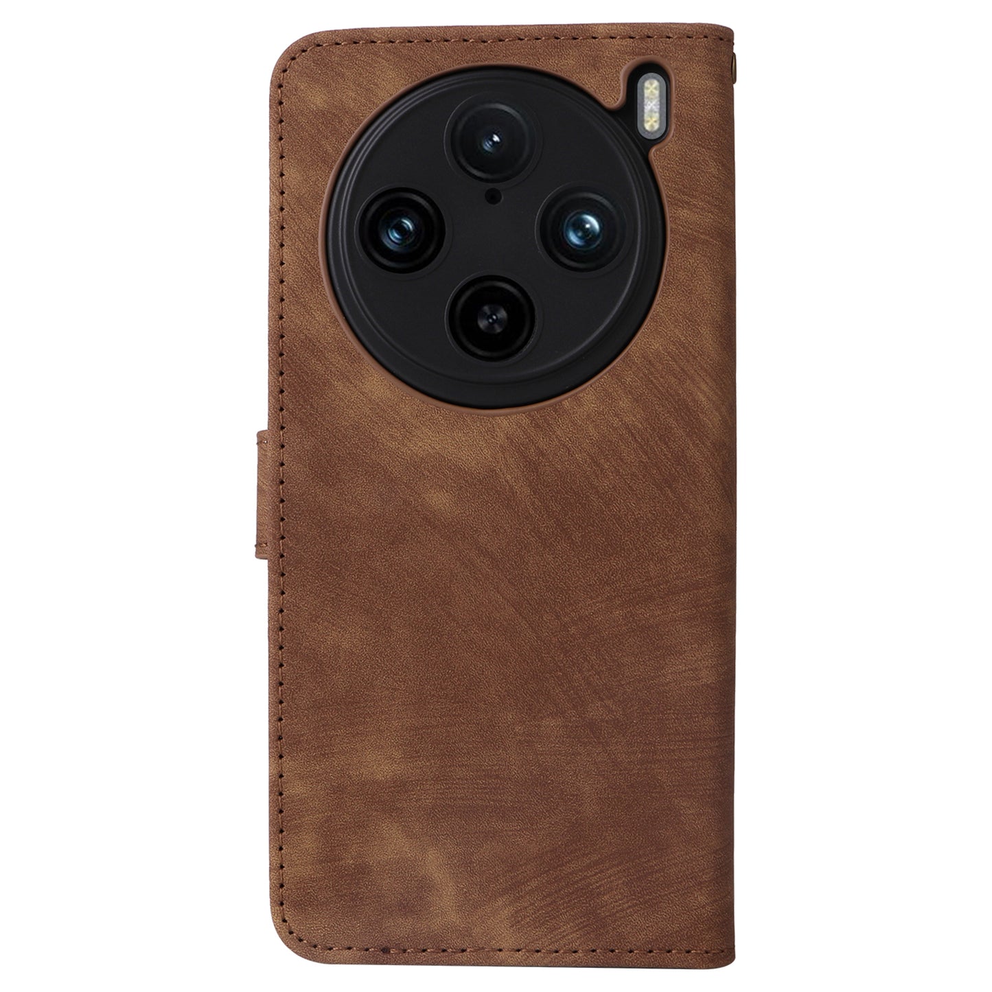 For vivo X100 Pro 5G Case Leather Flip Stand Phone Cover with RFID Blocking Function - Brown
