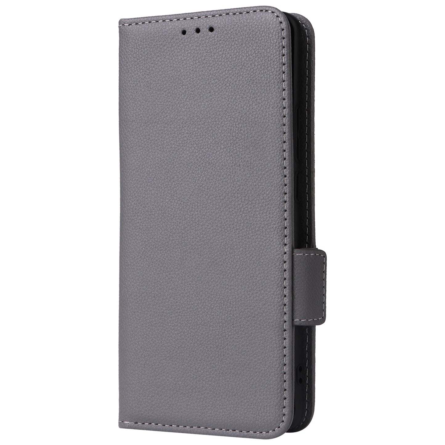 For vivo X100 Pro 5G Case Card Slots Shockproof Phone Cover with Litchi Texture - Grey