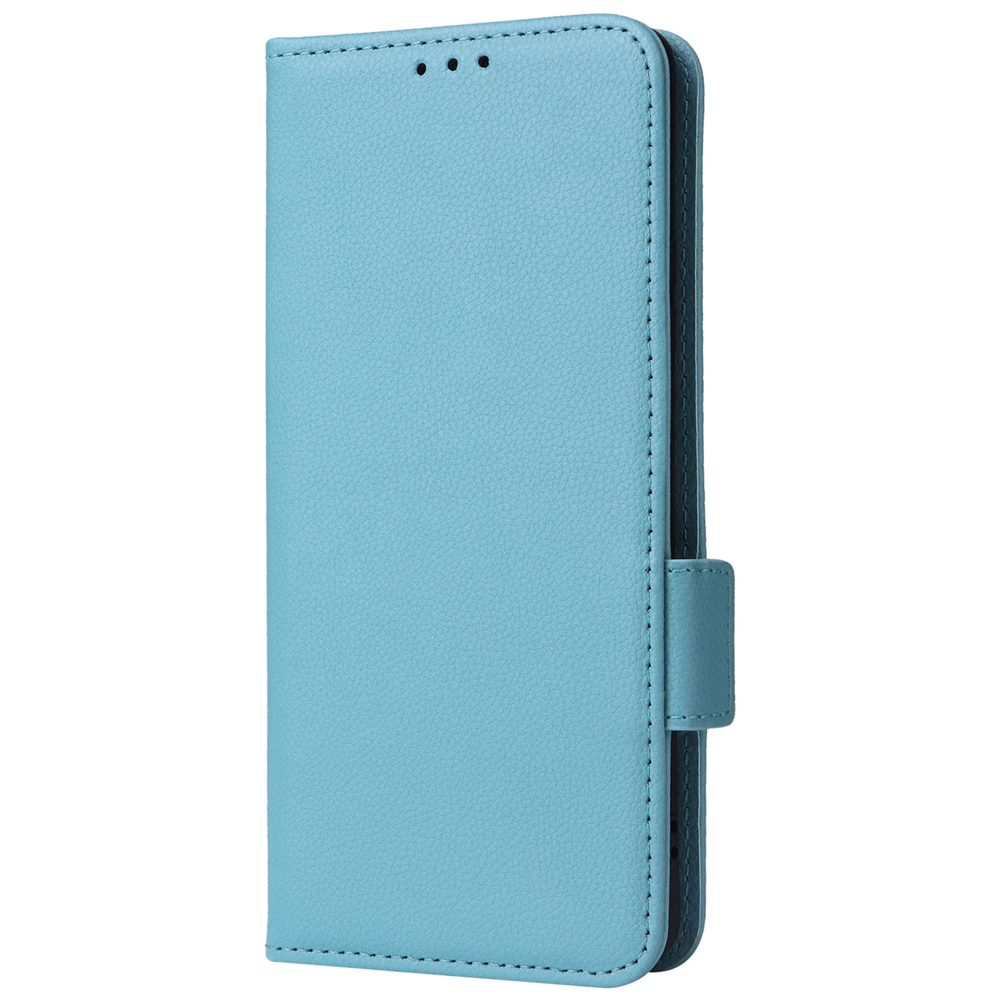 For vivo X100 Pro 5G Case Card Slots Shockproof Phone Cover with Litchi Texture - Baby Blue