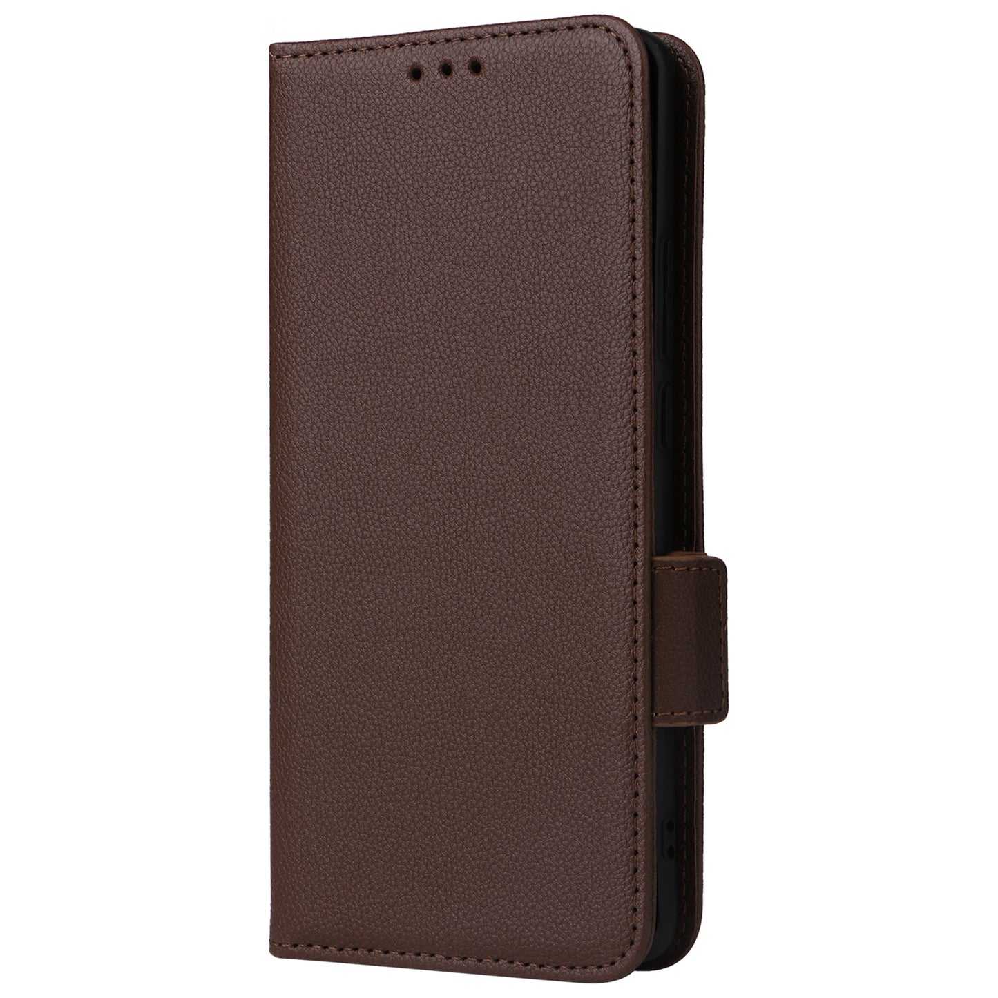 For vivo X100 Pro 5G Case Card Slots Shockproof Phone Cover with Litchi Texture - Brown