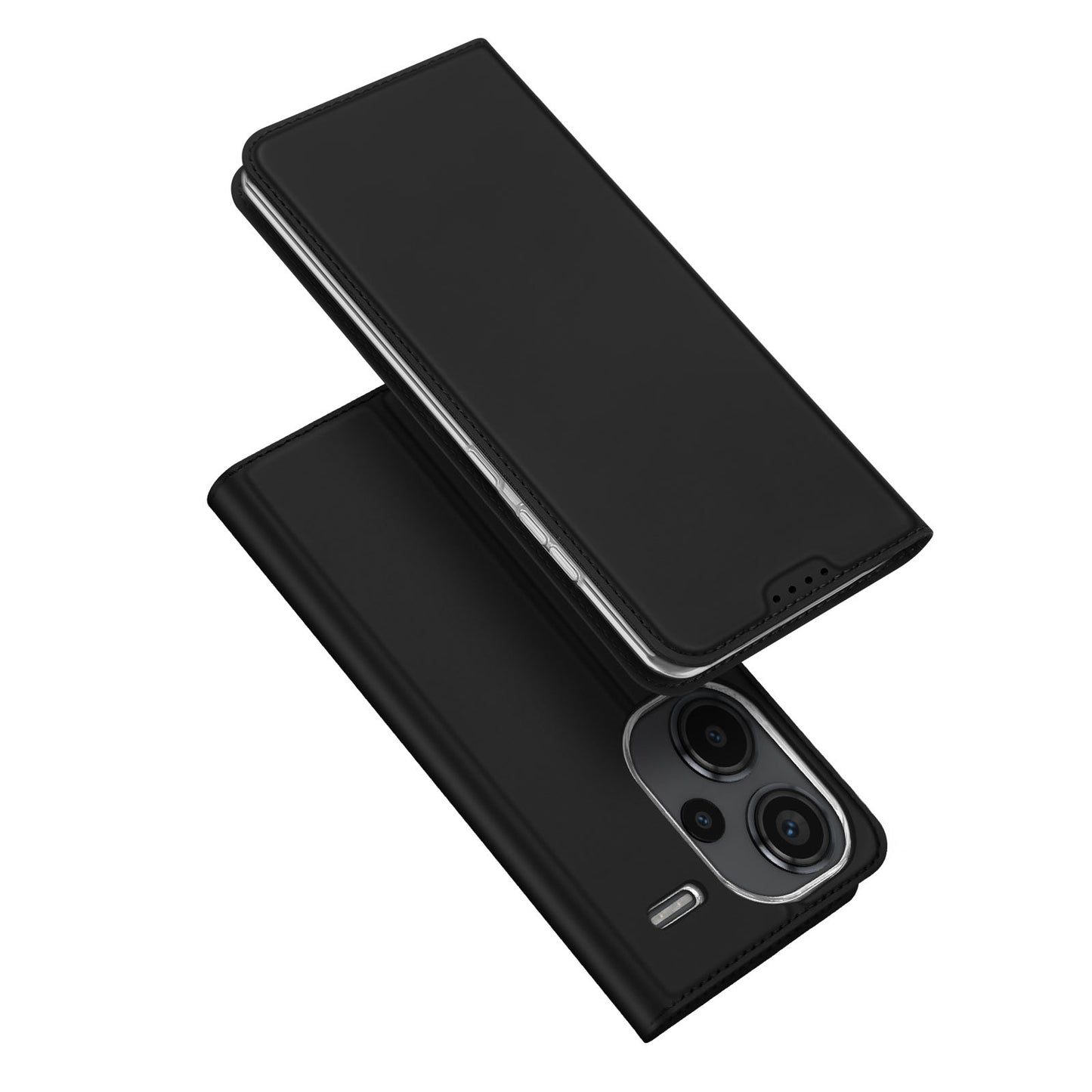 DUX DUCIS Skin Pro Series For Xiaomi Redmi Note 13 Pro+ 5G Magnetic Phone Case Leather Card Slot Cover - Black