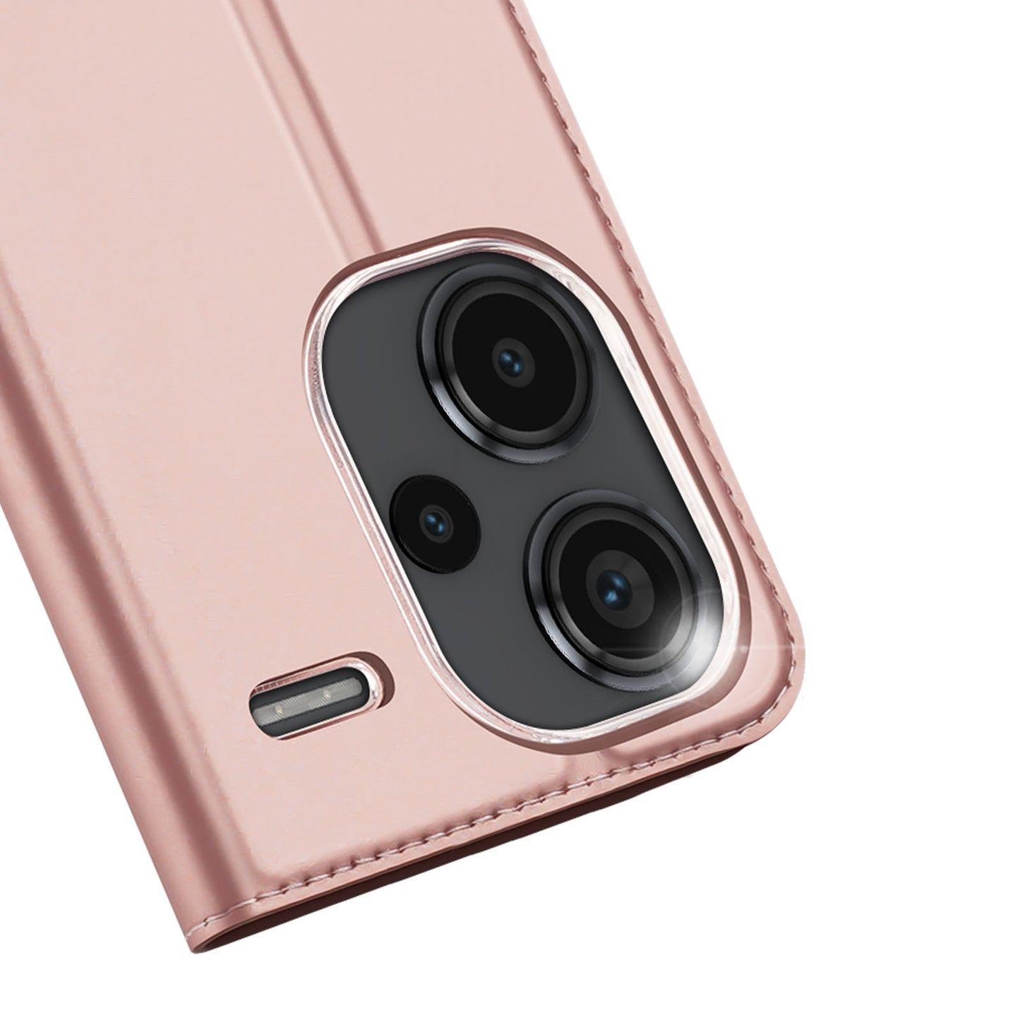 DUX DUCIS Skin Pro Series For Xiaomi Redmi Note 13 Pro+ 5G Magnetic Phone Case Leather Card Slot Cover - Pink