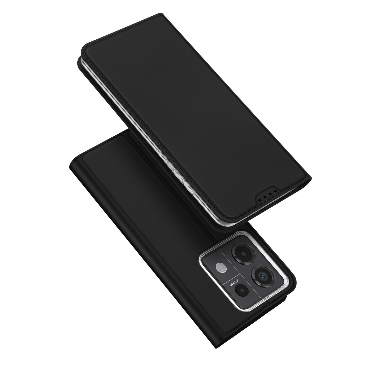 DUX DUCIS Skin Pro Series For Xiaomi Redmi Note 13 Pro 5G / Poco X6 5G Case Leather Flip Stand Card Holder Cover - Black