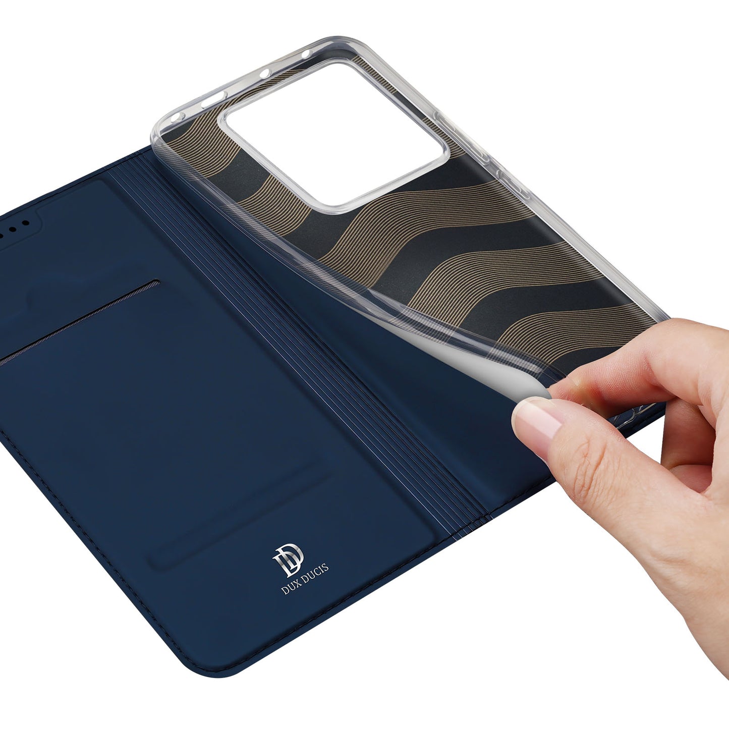 DUX DUCIS Skin Pro Series For Xiaomi Redmi Note 13 Pro 5G / Poco X6 5G Case Leather Flip Stand Card Holder Cover - Blue