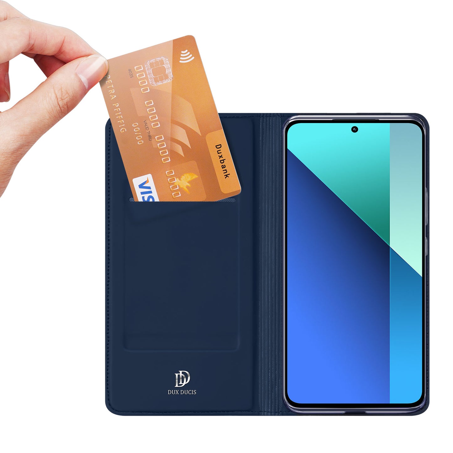 DUX DUCIS Skin Pro Series For Xiaomi Redmi Note 13 4G Case Magnetic Card Slot Phone Protector - Blue
