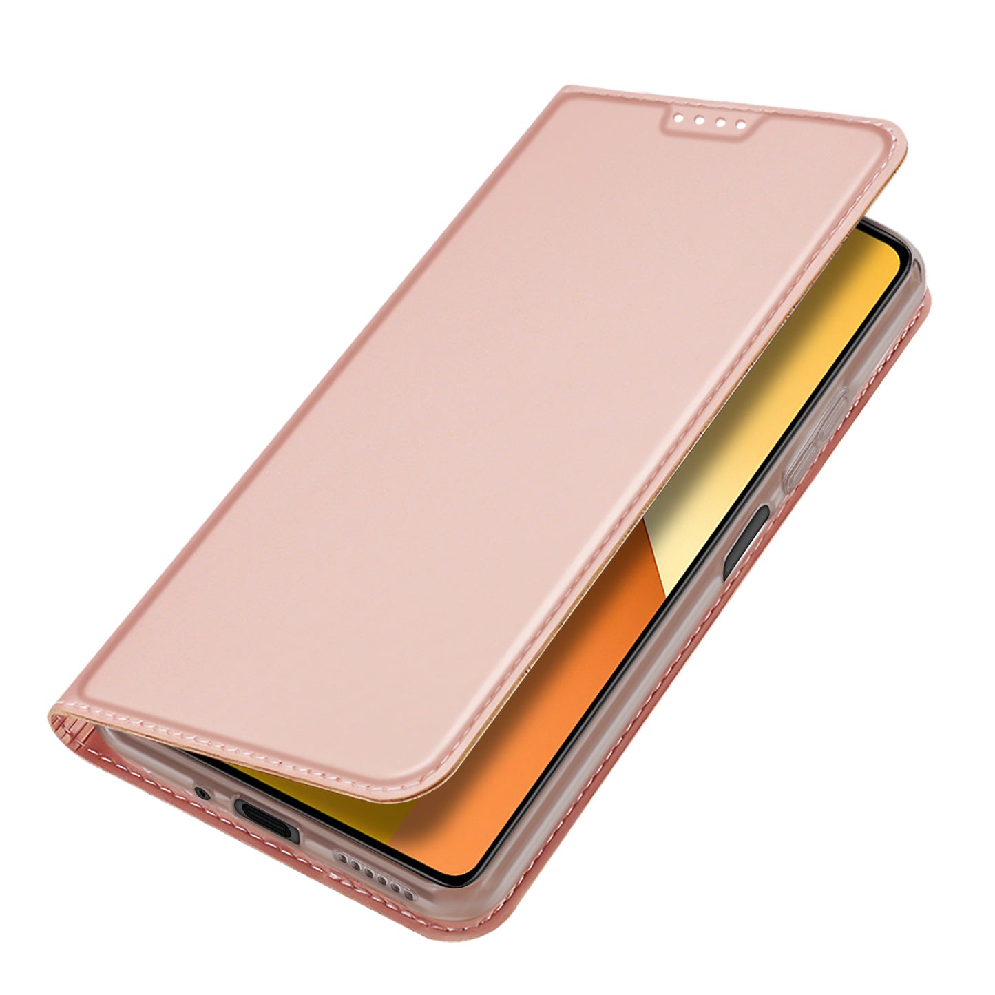 DUX DUCIS Skin Pro Series For Xiaomi Redmi Note 13 5G Cell Phone Case Card Slots PU Leather Cover - Pink