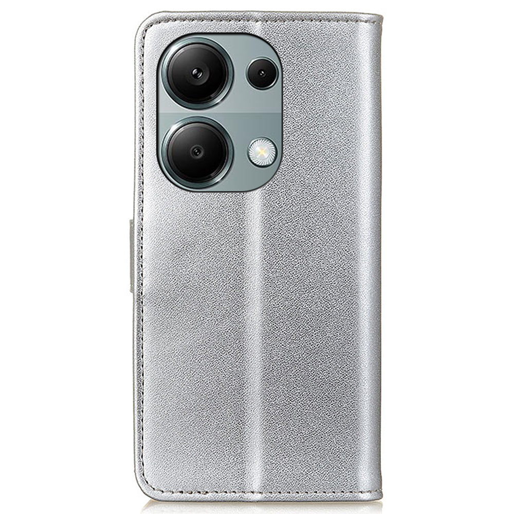 For Xiaomi Redmi Note 13 Pro 4G / Poco M6 Pro 4G Leather Case Fashionable Card Slots Phone Cover - Silver