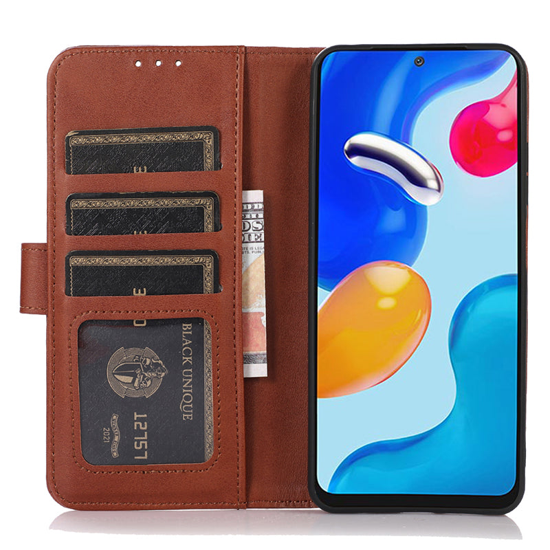 For Xiaomi Redmi Note 13 Pro 4G / Poco M6 Pro 4G Case PU Leather Phone Cover Cowhide Texture - Brown