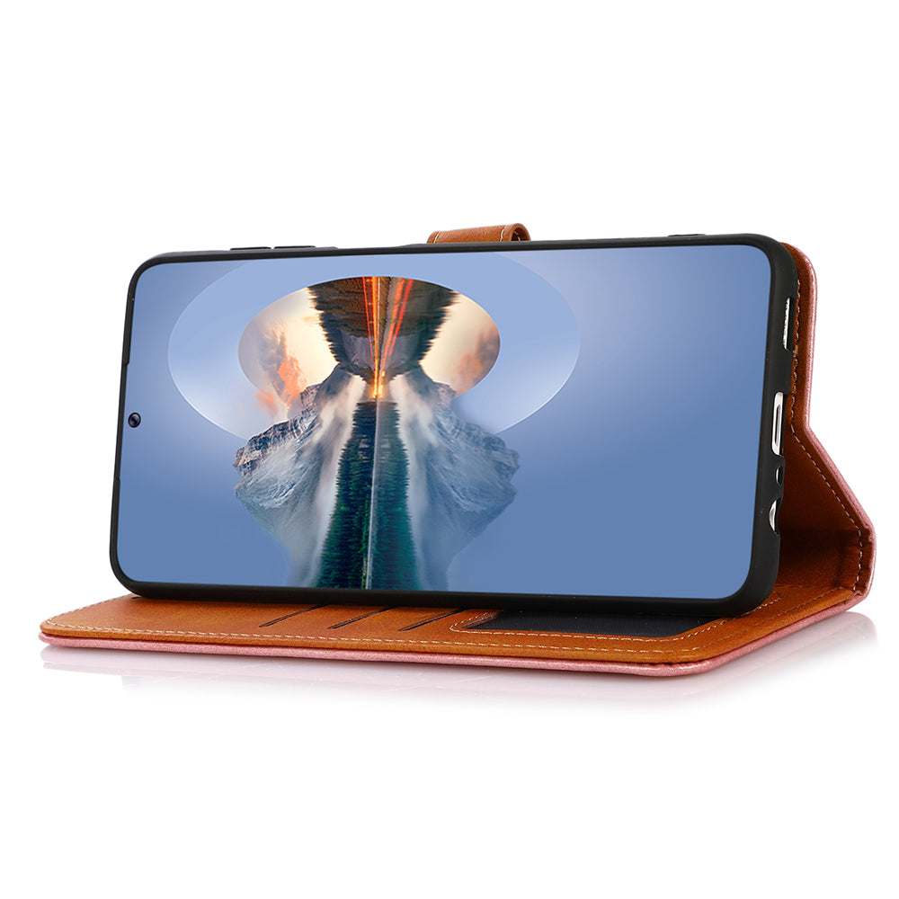 KHAZNEH For Xiaomi Redmi Note 13 Pro 4G / Poco M6 Pro 4G Magnetic Case Leather Cover with Golden Buckle - Brown