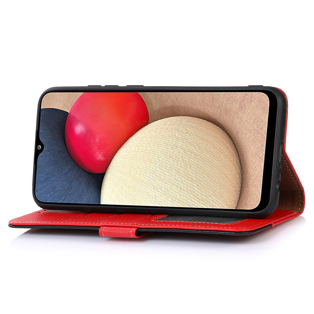 KHAZNEH For Xiaomi Redmi Note 13 Pro 4G / Poco M6 Pro 4G Case RFID Blocking Stand Cover with Litchi Texture - Red