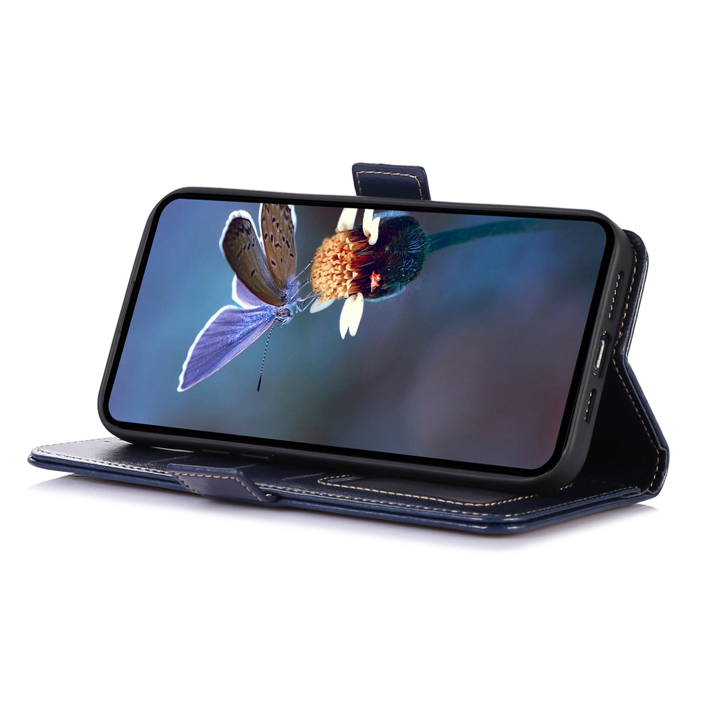 ABEEL For Xiaomi Redmi Note 13 Pro 4G / Poco M6 Pro 4G Case Card Slots Folio Stand Phone Cover - Blue