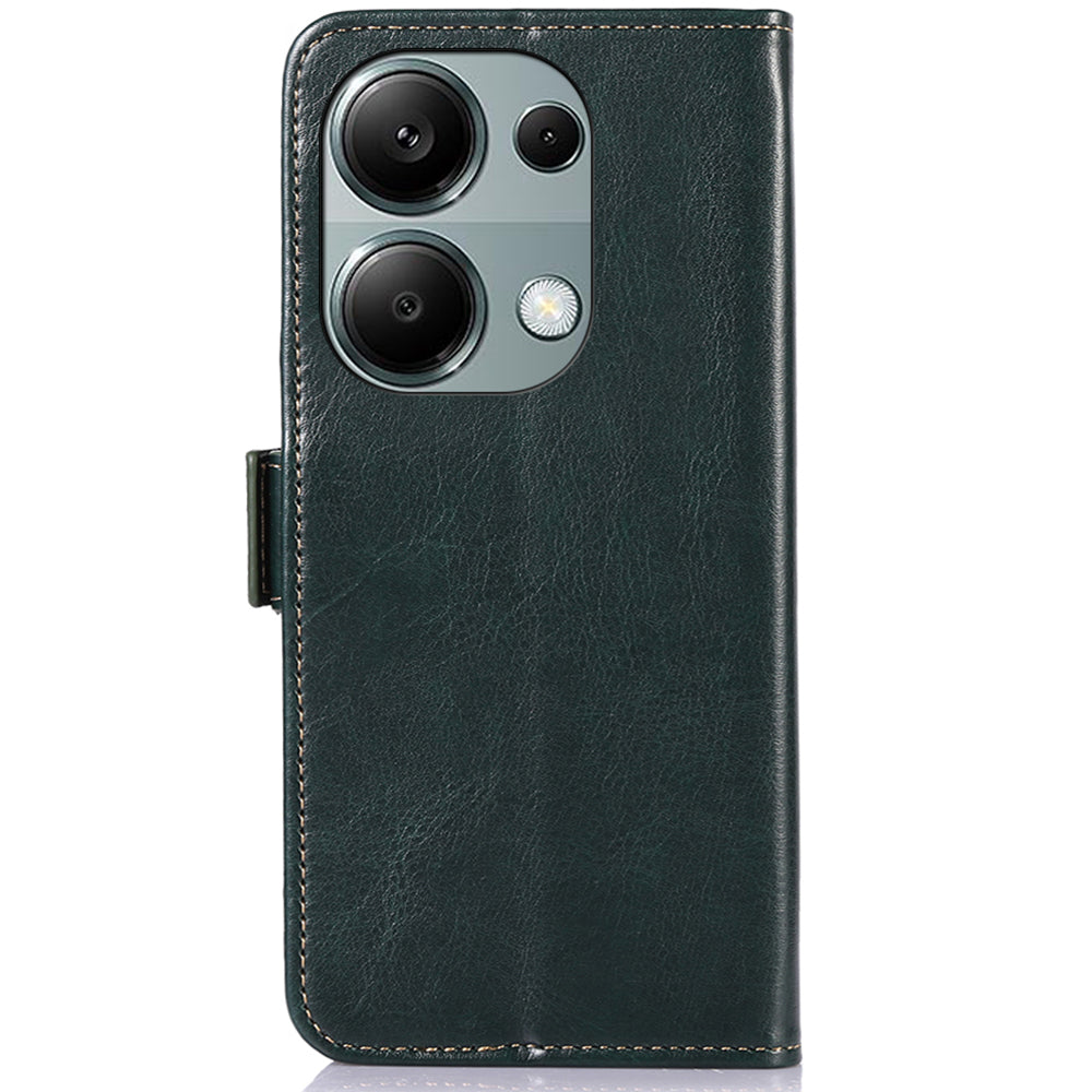 ABEEL For Xiaomi Redmi Note 13 Pro 4G / Poco M6 Pro 4G Case Card Slots Folio Stand Phone Cover - Green