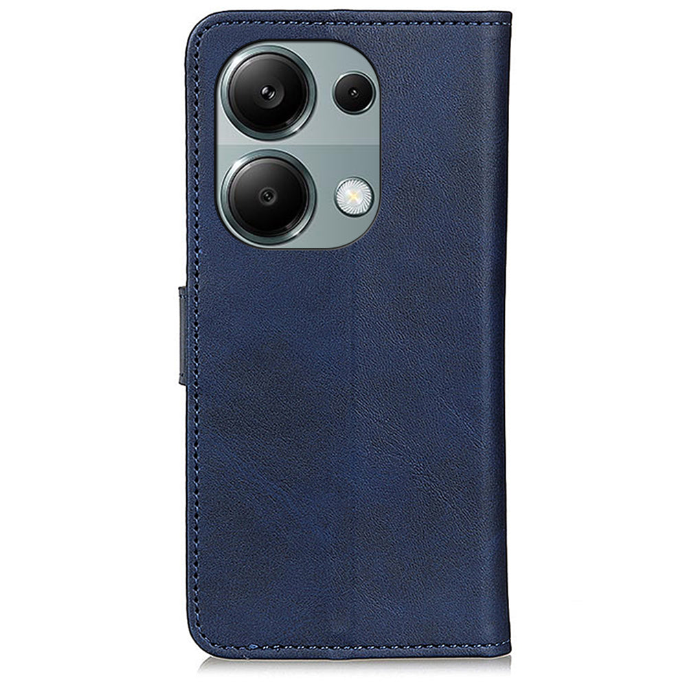 For Xiaomi Redmi Note 13 Pro 4G / Poco M6 Pro 4G Leather Case Cowhide Texture Phone Wallet Cover - Blue
