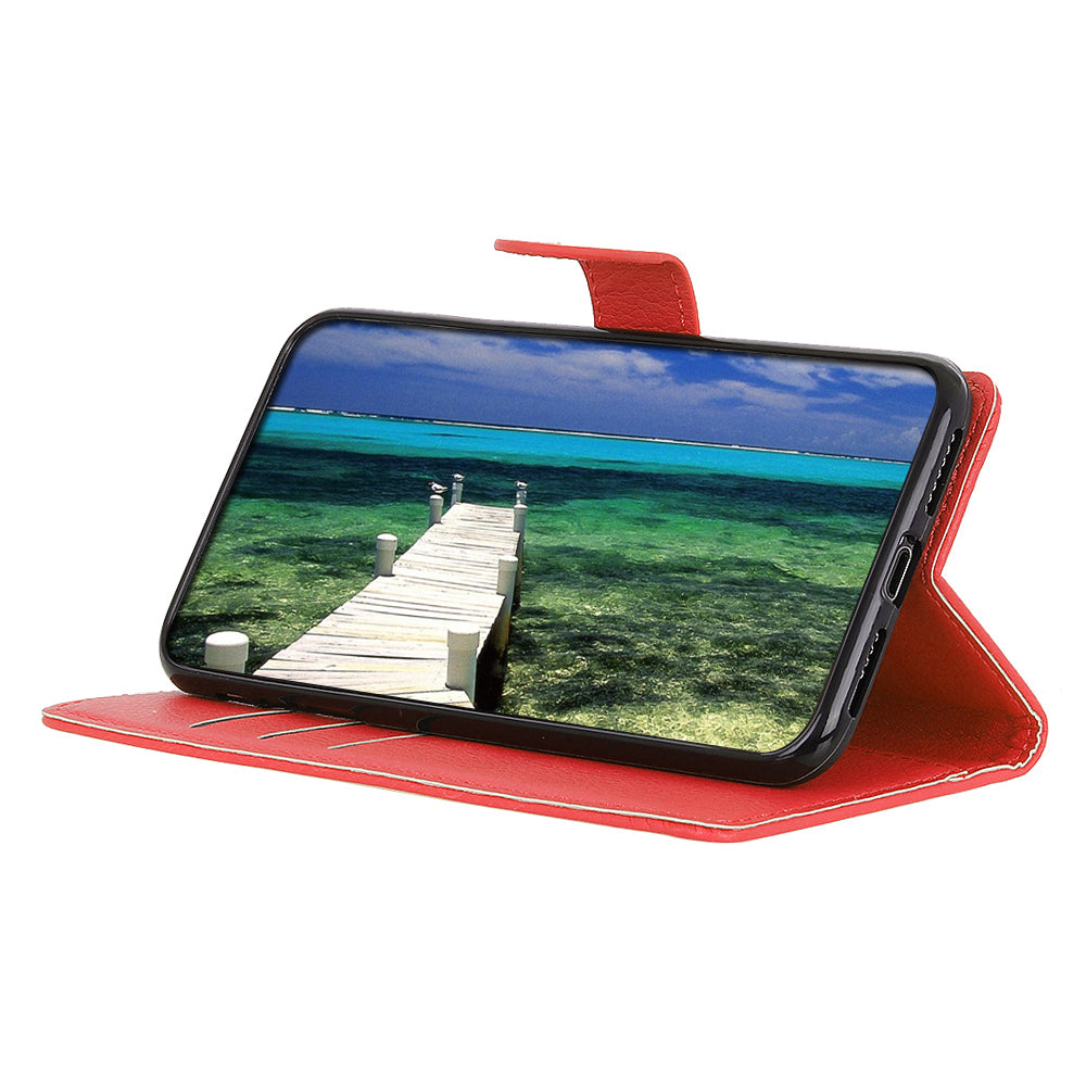 For Xiaomi Redmi Note 13 Pro 4G / Poco M6 Pro 4G Case PU Leather Folio Stand View Phone Cover - Red