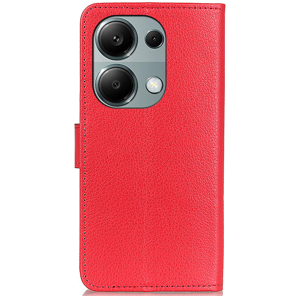 For Xiaomi Redmi Note 13 Pro 4G / Poco M6 Pro 4G Case PU Leather Folio Stand View Phone Cover - Red