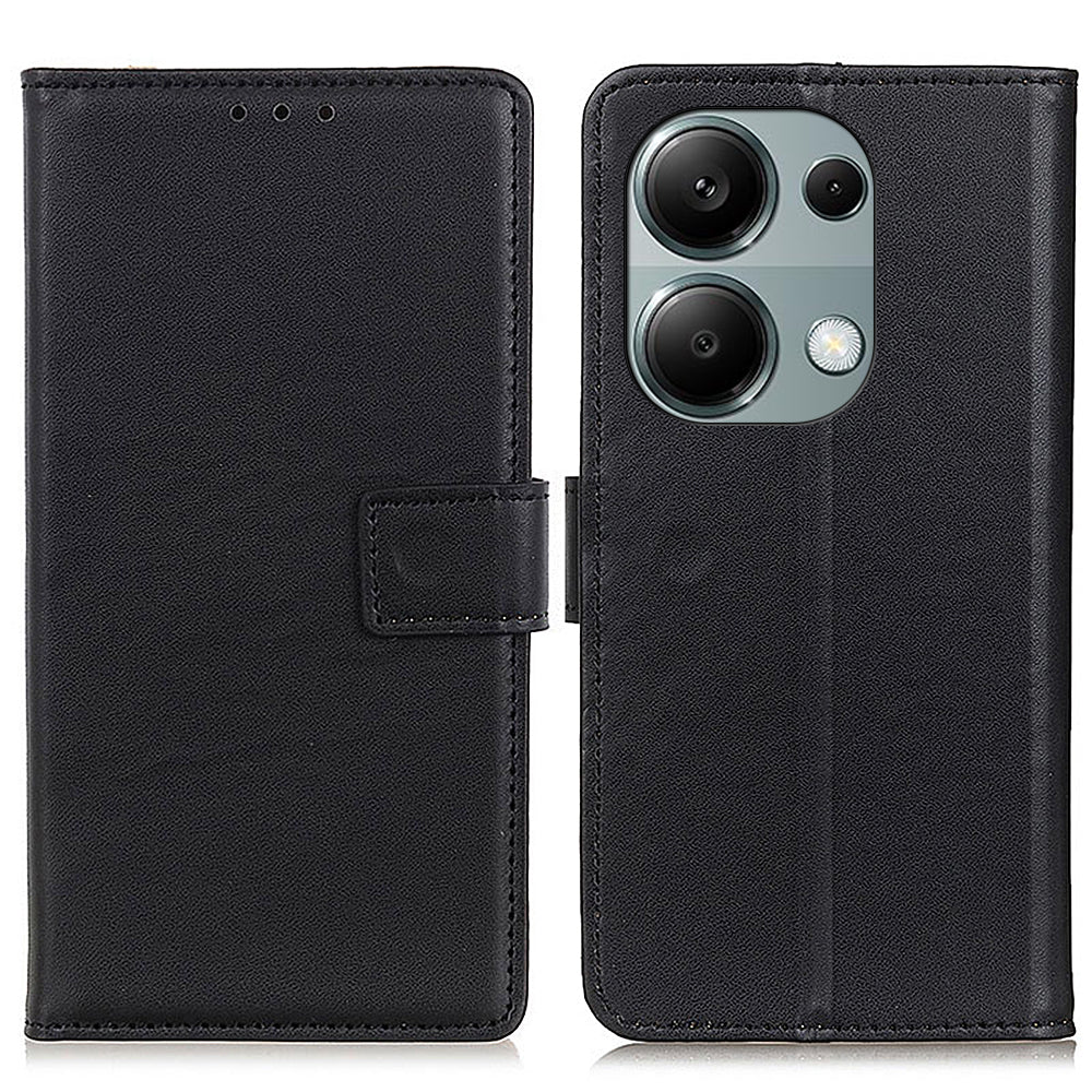 For Xiaomi Redmi Note 13 4G Magnetic Phone Case Scratch Resistant Leather Cover - Black