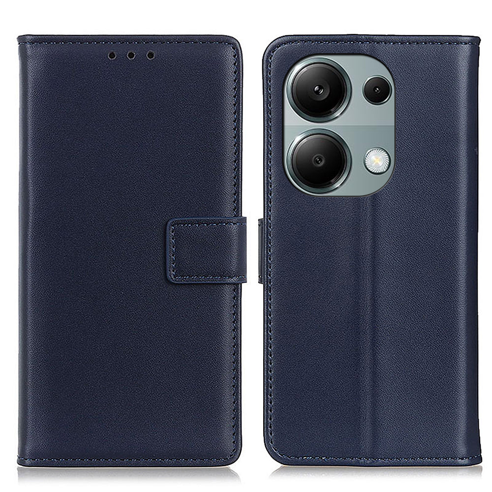 For Xiaomi Redmi Note 13 4G Magnetic Phone Case Scratch Resistant Leather Cover - Blue