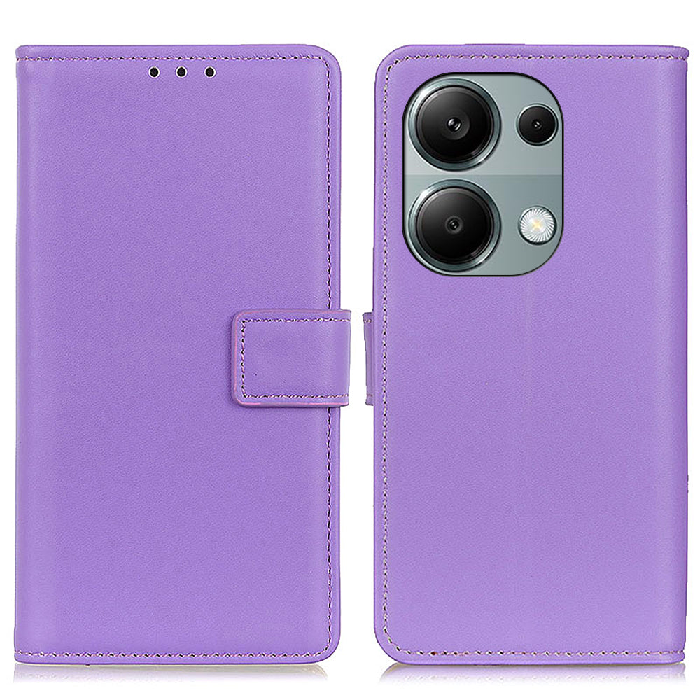 For Xiaomi Redmi Note 13 4G Magnetic Phone Case Scratch Resistant Leather Cover - Purple