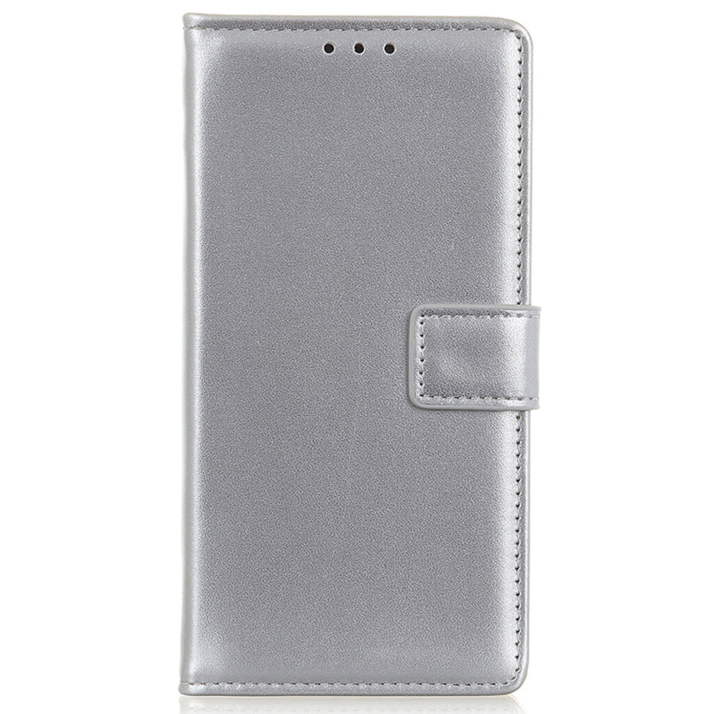 For Xiaomi Redmi Note 13 4G Magnetic Phone Case Scratch Resistant Leather Cover - Silver