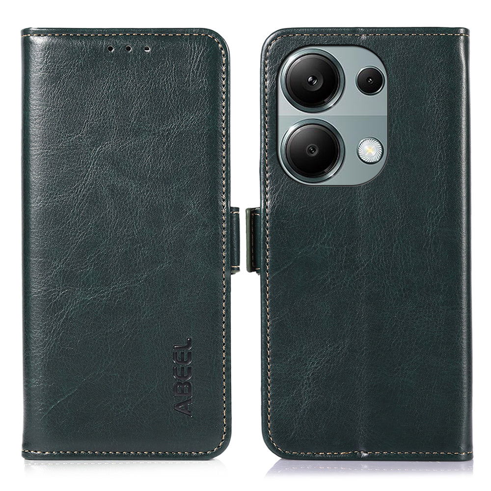 ABEEL For Xiaomi Redmi Note 13 4G Case Side Magnetic Clasps Wallet Phone Cover - Green