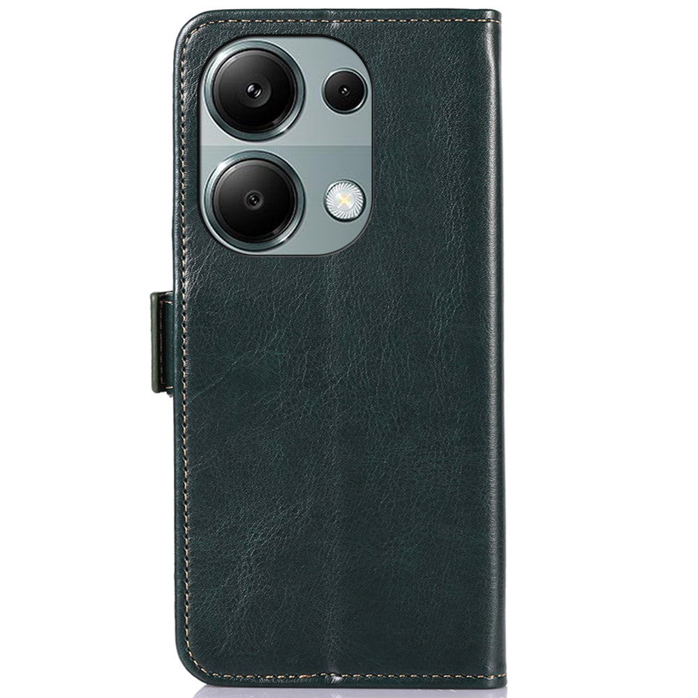 ABEEL For Xiaomi Redmi Note 13 4G Case Side Magnetic Clasps Wallet Phone Cover - Green