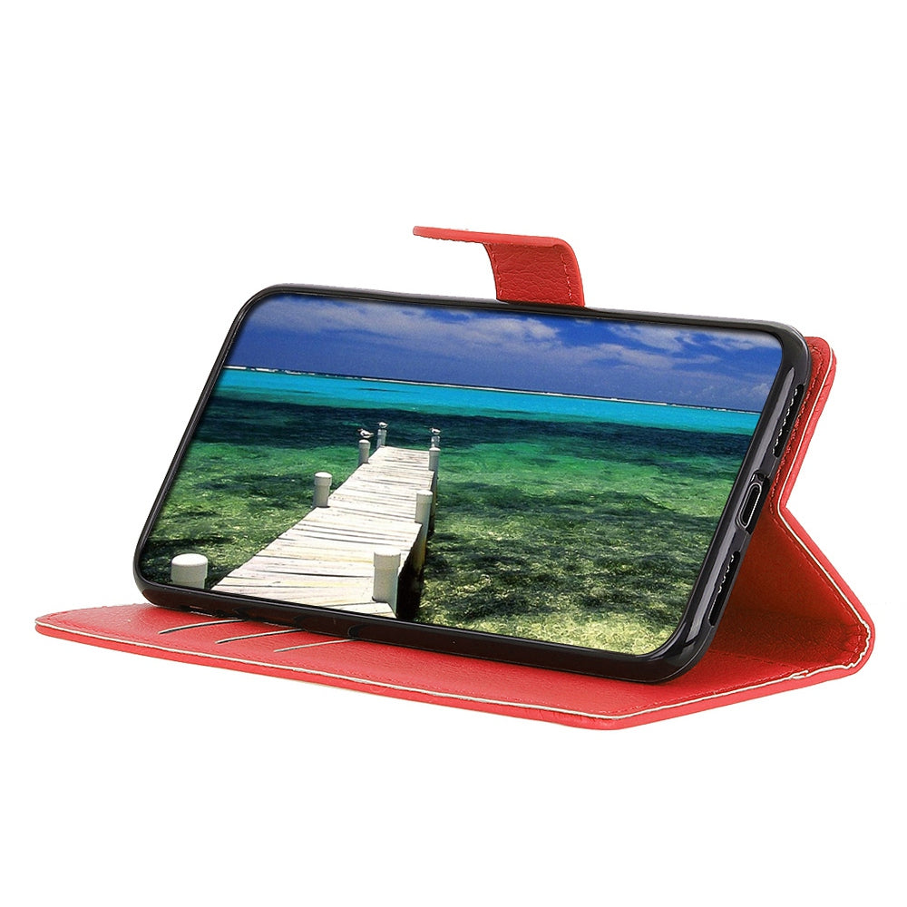 For Xiaomi Redmi Note 13 4G PU Leather Case Litchi Texture Protective Cover - Red